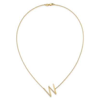 14K Sideways Diamond Initial W 18 inch Necklace