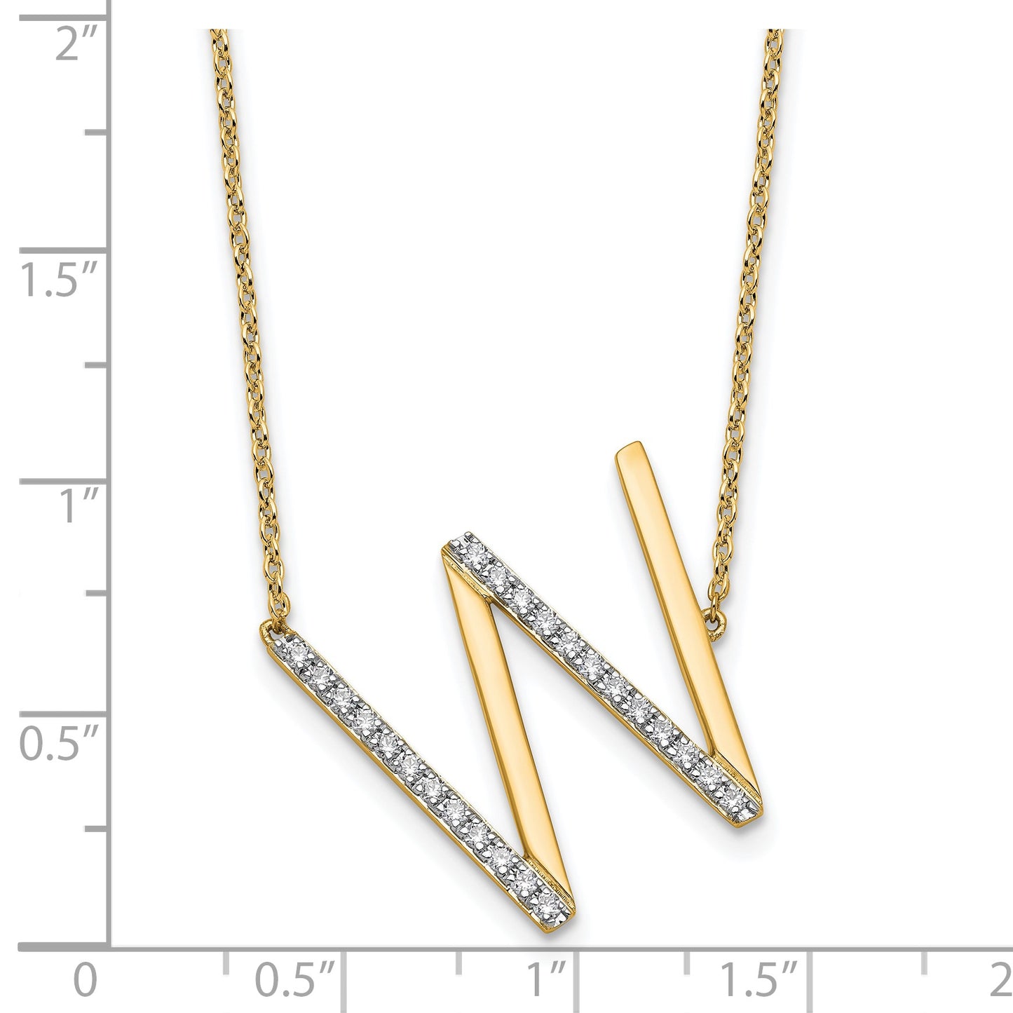 14K Sideways Diamond Initial W 18 inch Necklace