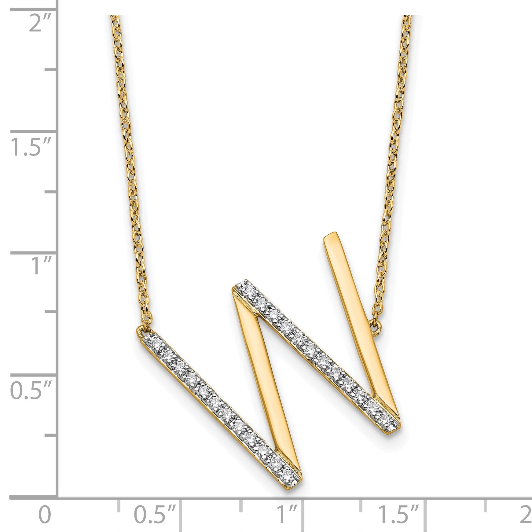 14K Sideways Diamond Initial W 18 inch Necklace