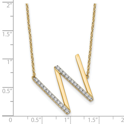 14K Sideways Diamond Initial W 18 inch Necklace