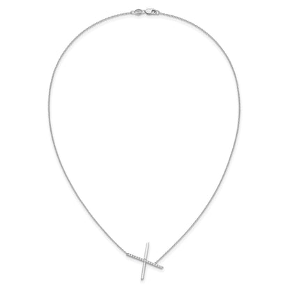 14K White Gold Sideways Diamond Initial X 18 inch Necklace