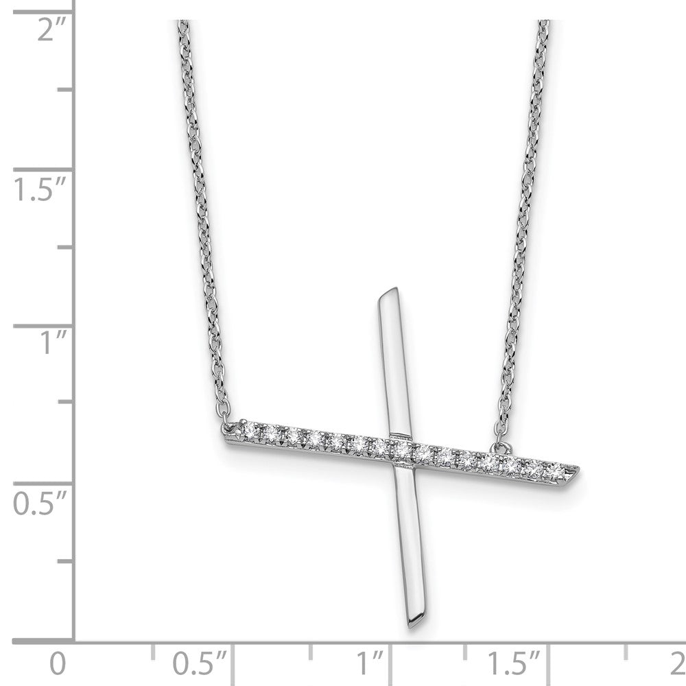 14K White Gold Sideways Diamond Initial X Necklace