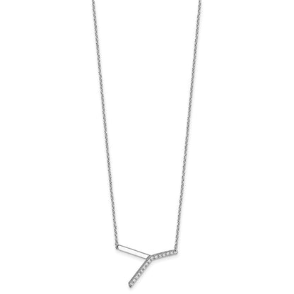 14K White Gold Sideways Diamond Initial Y Necklace