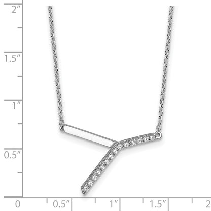 14K White Gold Sideways Diamond Initial Y Necklace