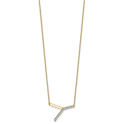14K Sideways Diamond Initial Y 18 inch Necklace