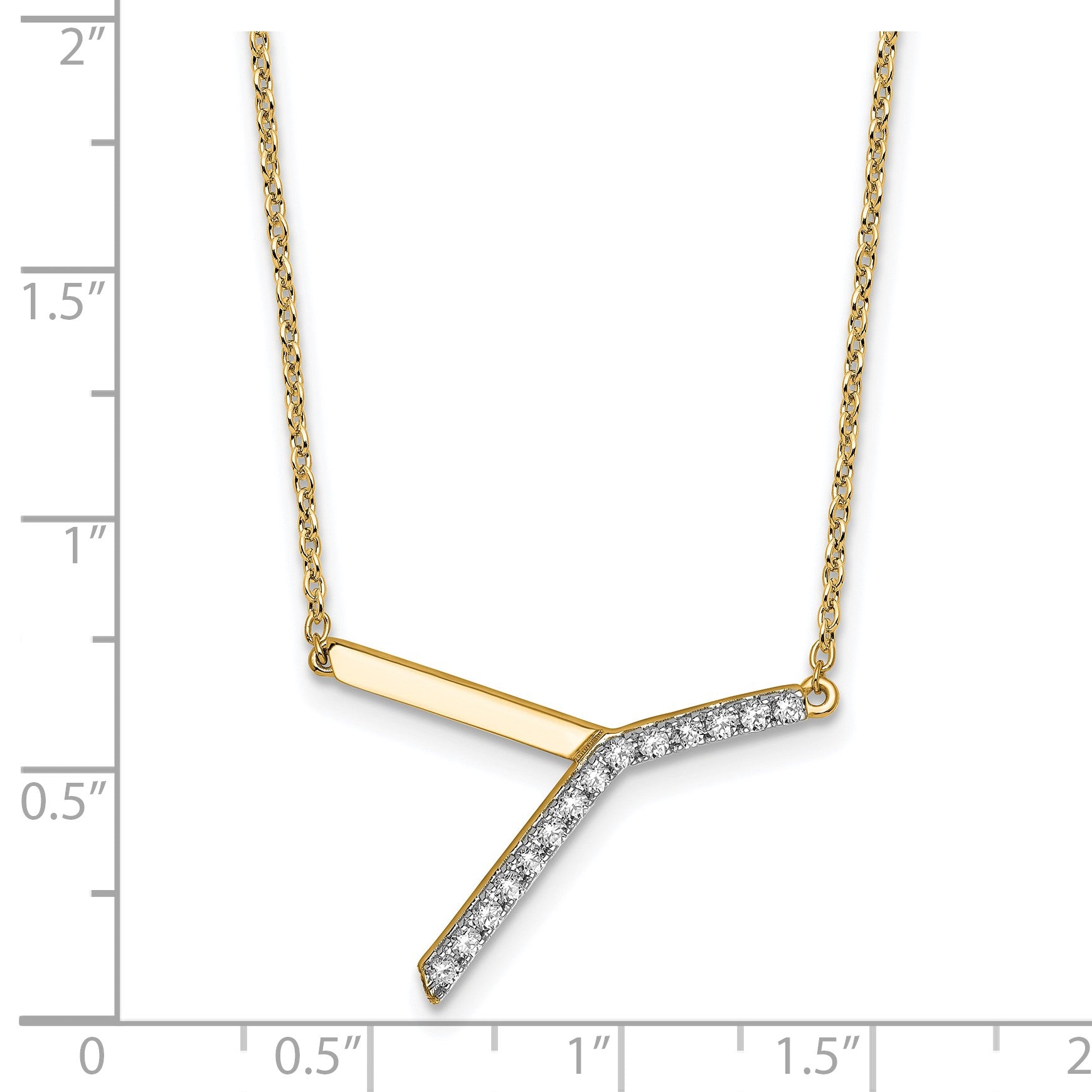 14K Sideways Diamond Initial Y 18 inch Necklace