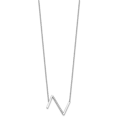 14K White Gold Sideways Diamond Initial Z Necklace