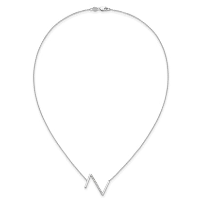 14K White Gold Sideways Diamond Initial Z 18 inch Necklace