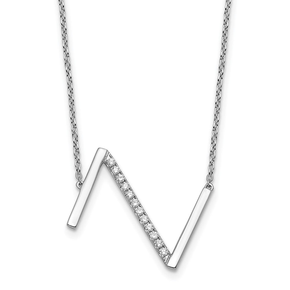 14K White Gold Sideways Diamond Initial Z Necklace