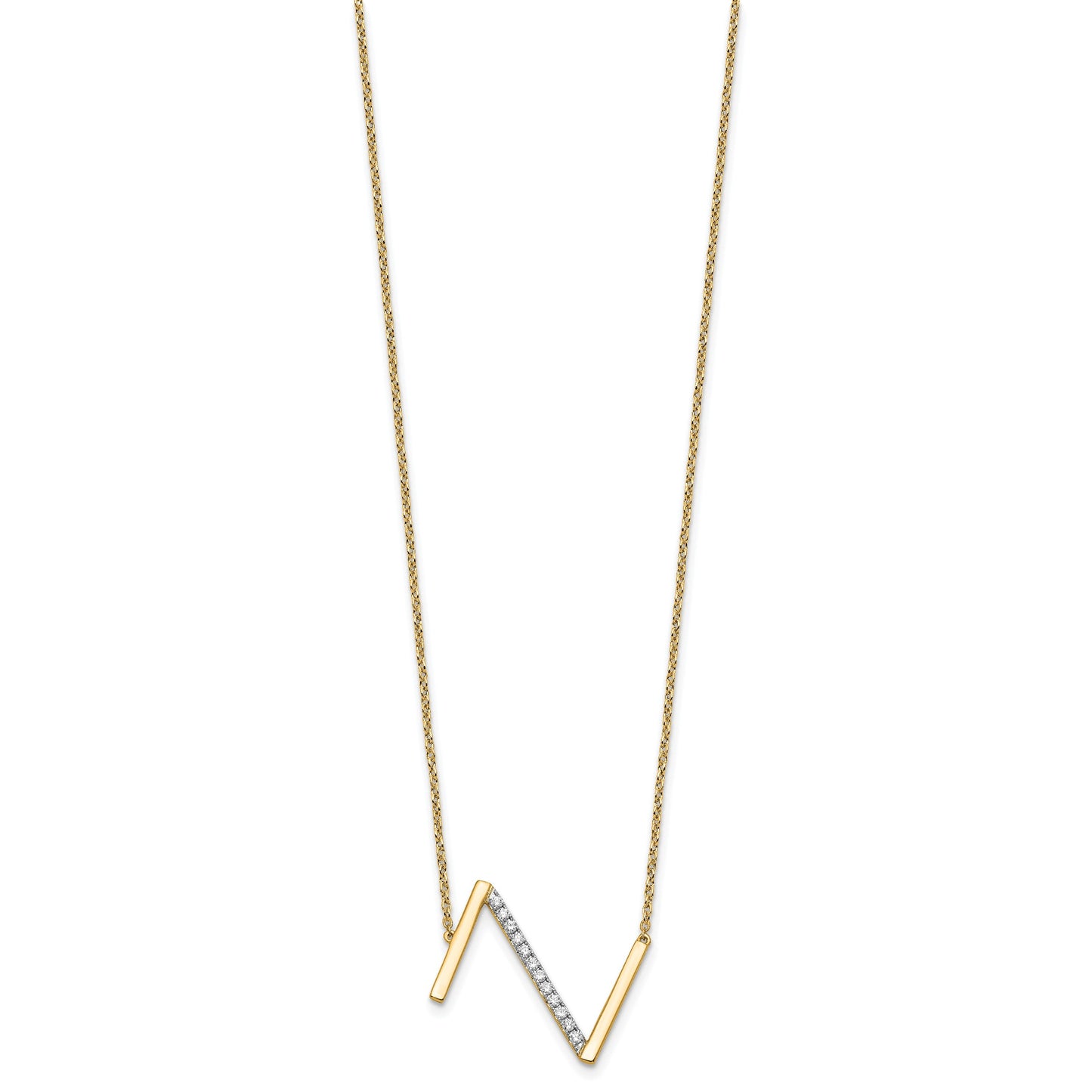 14K Sideways Diamond Initial Z 18 inch Necklace