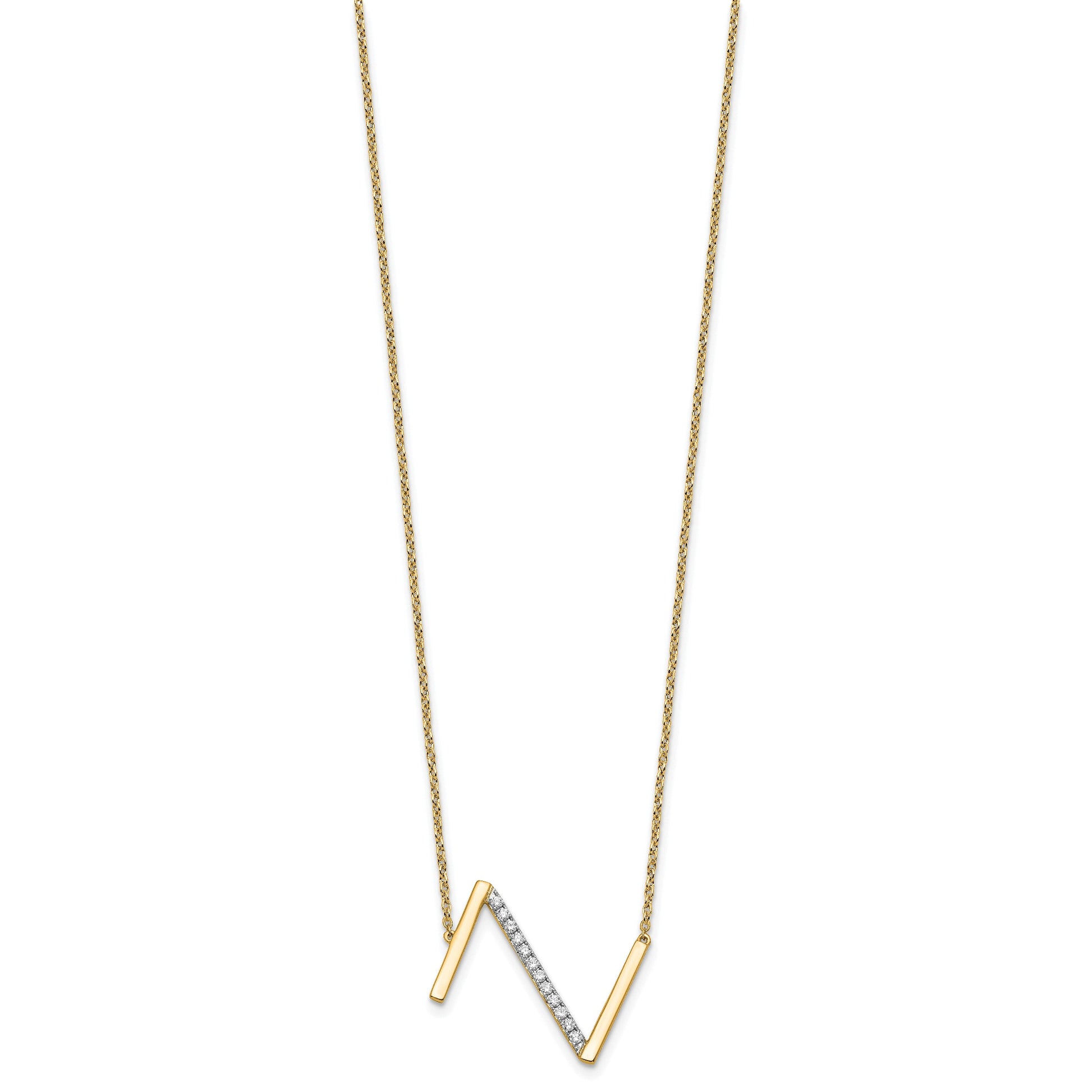 14K Sideways Diamond Initial Z 18 inch Necklace