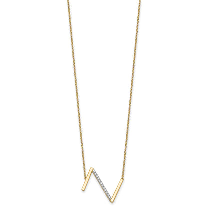 14K Sideways Diamond Initial Z 18 inch Necklace