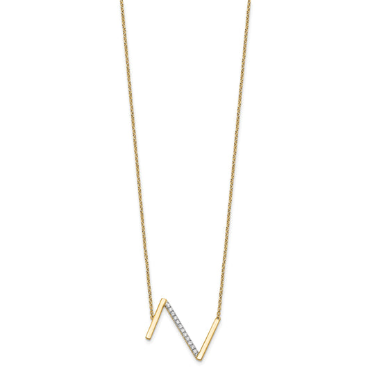14K Sideways Diamond Initial Z 18 inch Necklace
