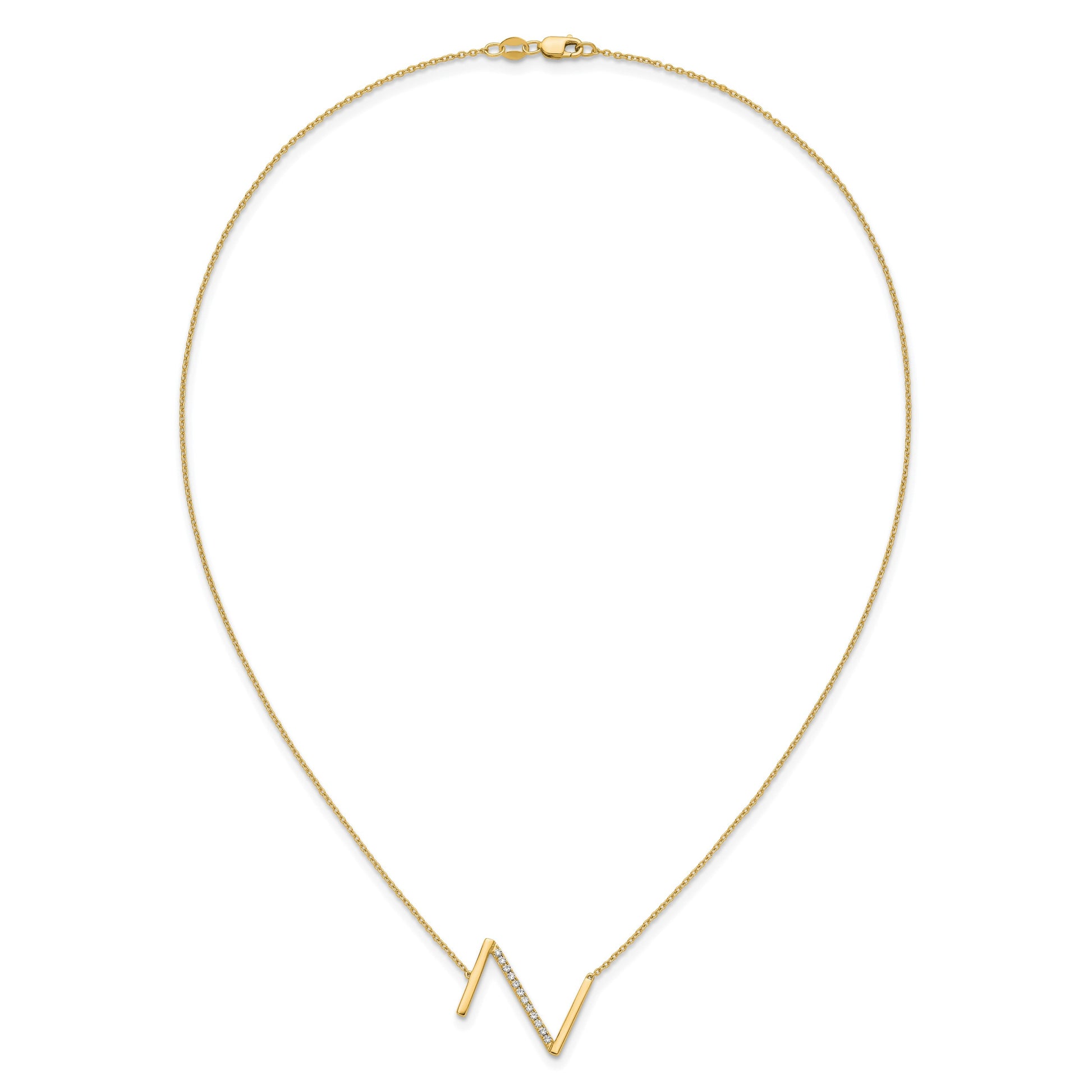 14K Sideways Diamond Initial Z 18 inch Necklace