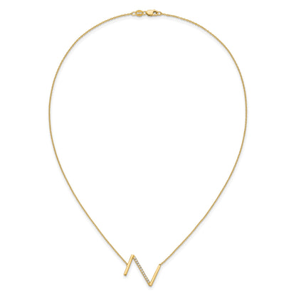14K Sideways Diamond Initial Z 18 inch Necklace