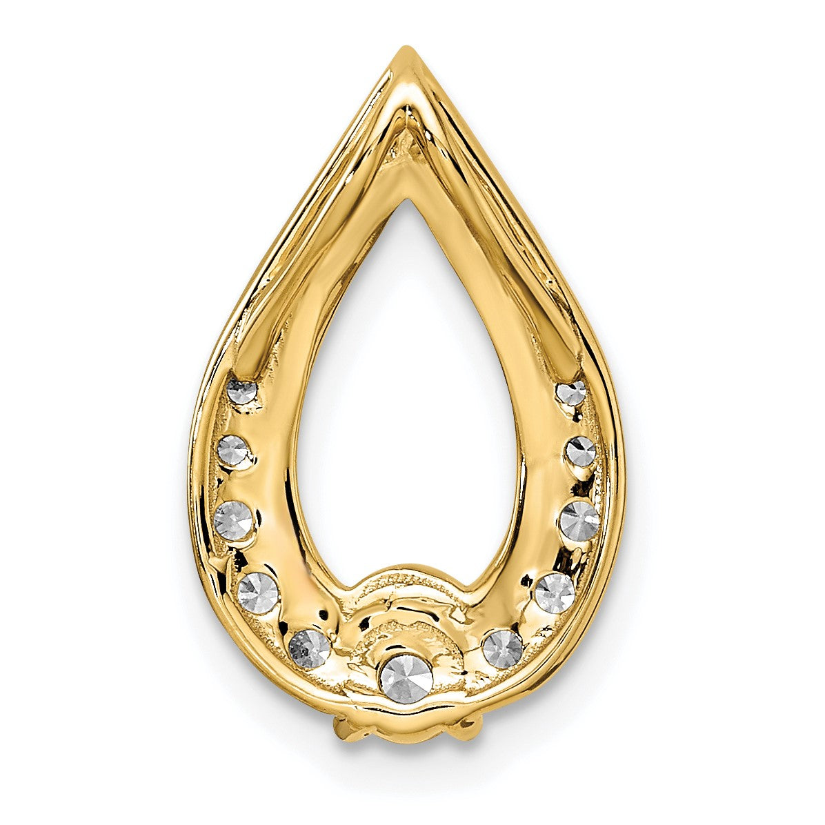 14k Polished 1/2 carat Diamond Teardrop Chain Slide
