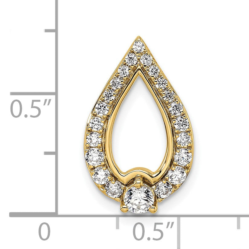 14k Polished 1/2 carat Diamond Teardrop Chain Slide