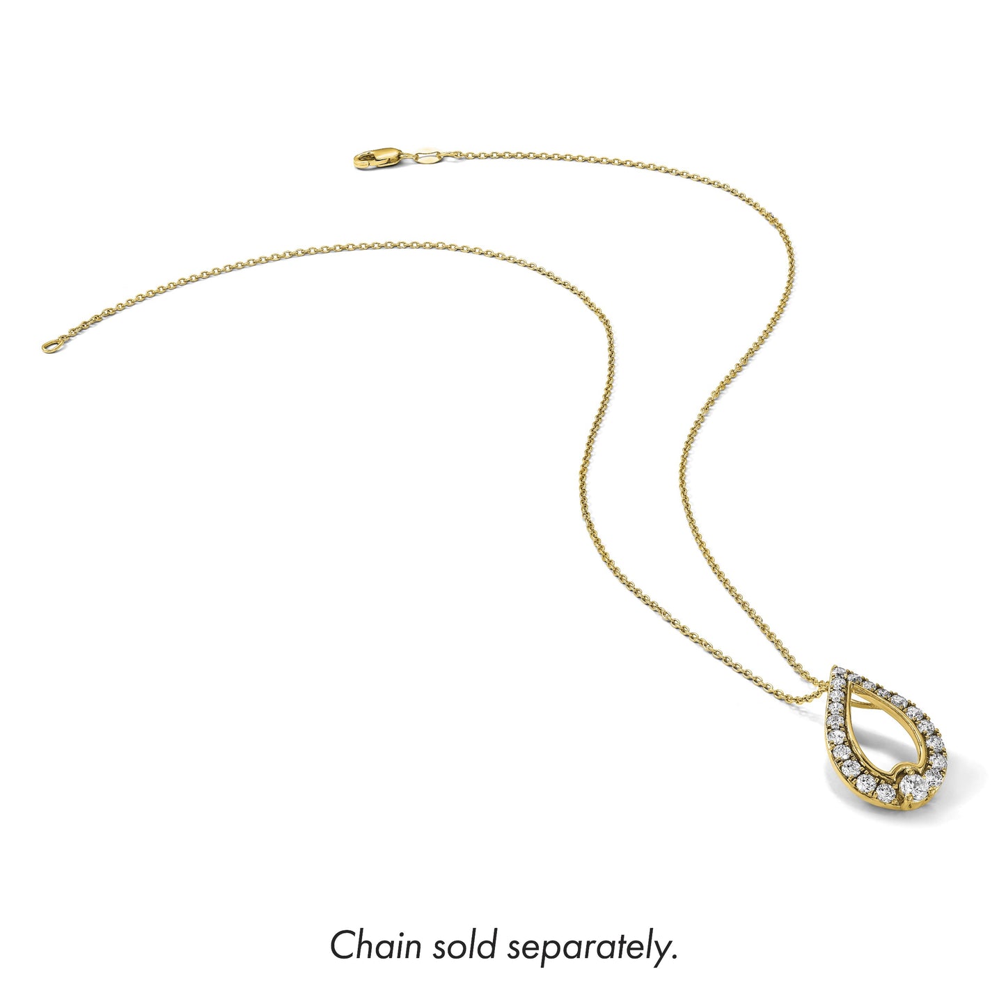 14k Polished 1/2 carat Diamond Teardrop Chain Slide