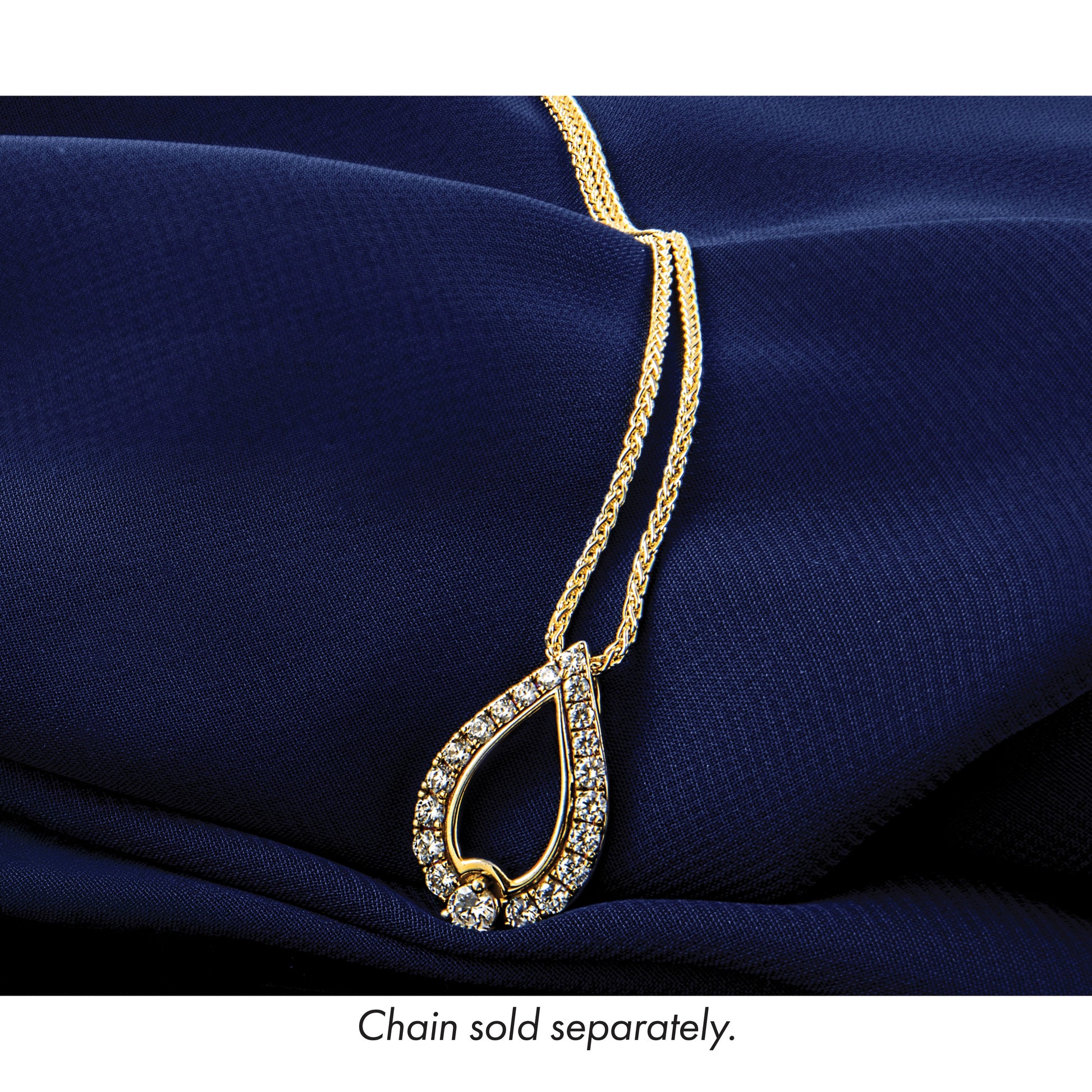 14k Polished 1/2 carat Diamond Teardrop Chain Slide