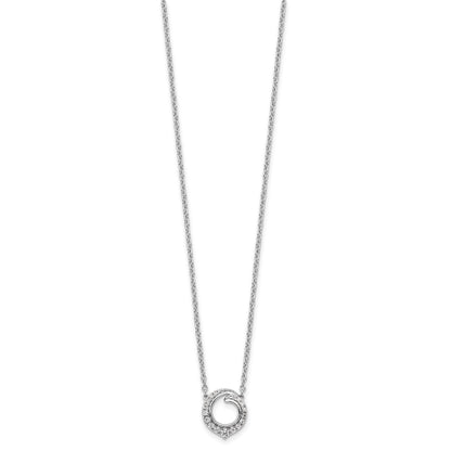 14k White Gold 1/4 carat Diamond Fancy Swirl Circle 18 inch Necklace