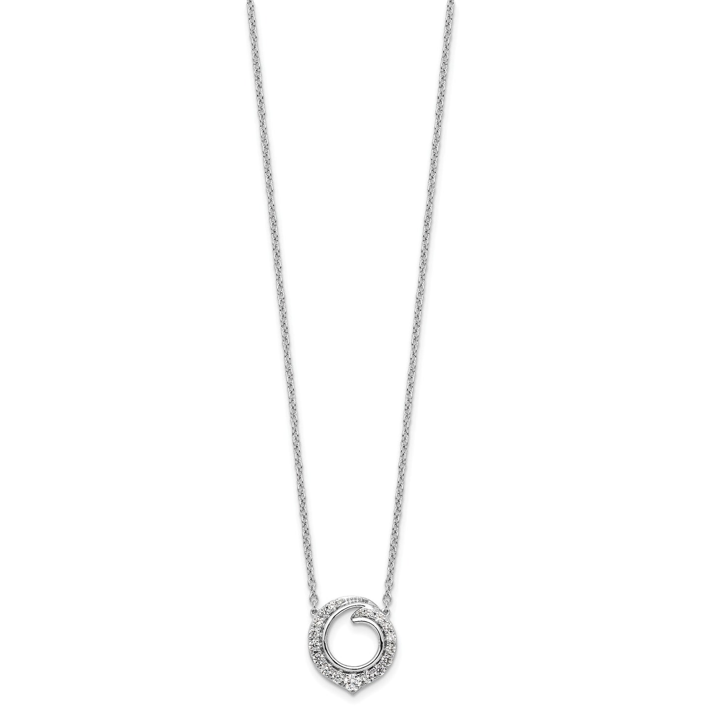14k White Gold 1/2 carat Diamond Fancy Swirl Circle 18 inch Necklace