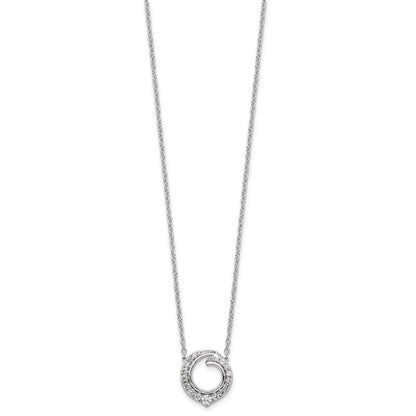 14k White Gold 1/2 carat Diamond Fancy Swirl Circle 18 inch Necklace