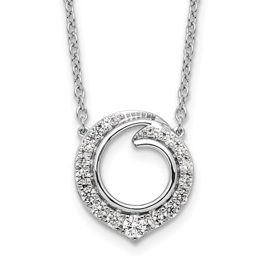 14k White Gold 1/2 carat Diamond Fancy Swirl Circle 18 inch Necklace