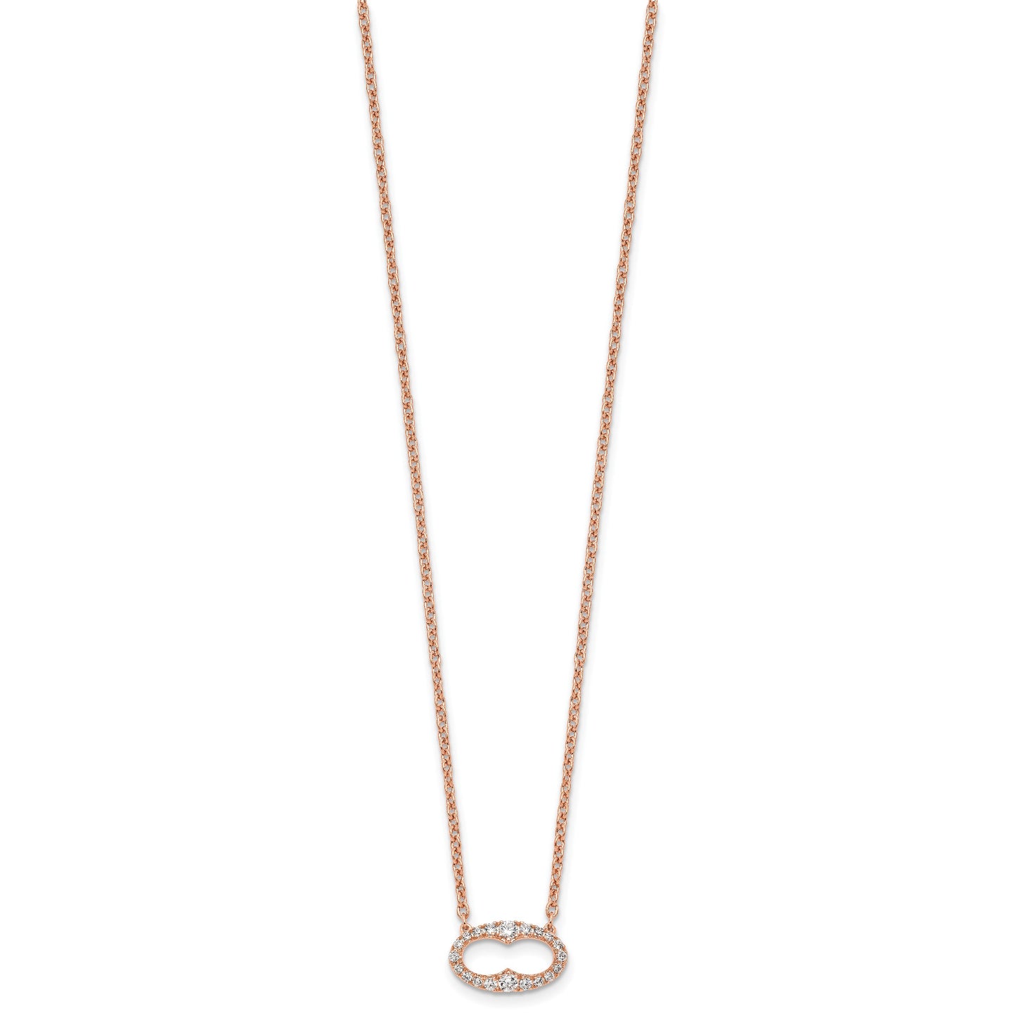 14k Rose Gold 1/4 carat Diamond Oval 18 inch Necklace