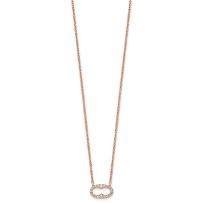 14k Rose Gold 1/4 carat Diamond Oval 18 inch Necklace
