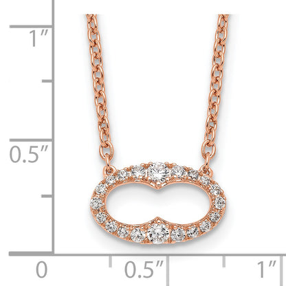 14k Rose Gold 1/4 carat Diamond Oval 18 inch Necklace