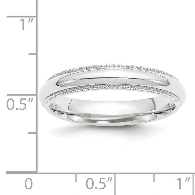 Platinum 4mm Polished Milgrain Comfort-Fit Wedding Band Size 9