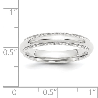 Platinum 4mm Polished Milgrain Comfort-Fit Wedding Band Size 9