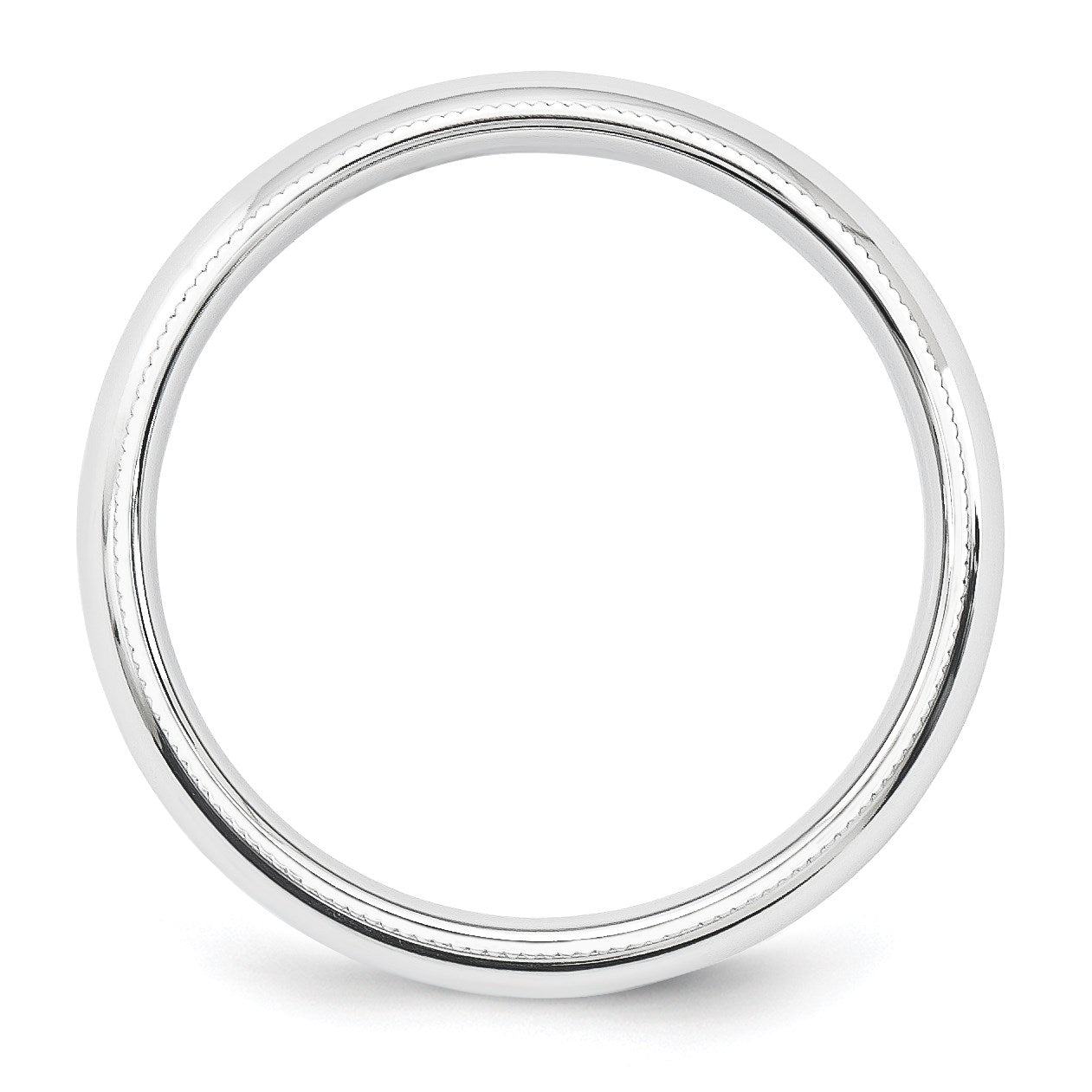 Platinum 5mm Polished Milgrain Comfort-Fit Wedding Band Size 6.5