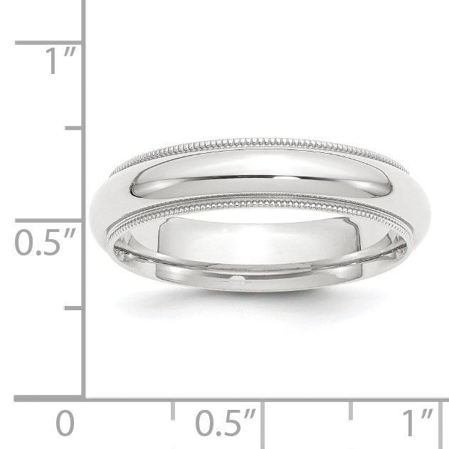 Platinum 5mm Polished Milgrain Comfort-Fit Wedding Band Size 6.5