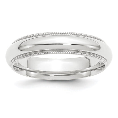 Platinum 5mm Polished Milgrain Comfort-Fit Wedding Band Size 6.5