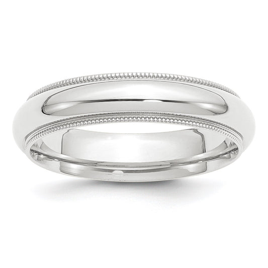 Platinum 5mm Polished Milgrain Comfort-Fit Wedding Band Size 6.5