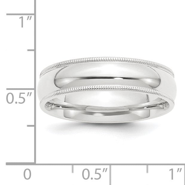 Platinum 6mm Polished Milgrain Comfort-Fit Wedding Band Size 5.5