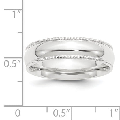Platinum 6mm Polished Milgrain Comfort-Fit Wedding Band Size 5.5