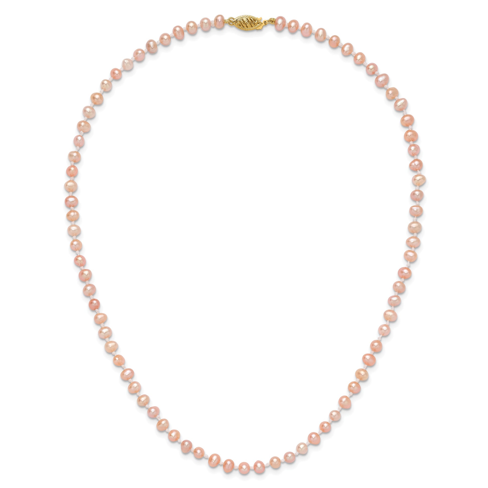 14k 4-5mm Pink Near-Round Freshwater Cultured Pearl 16 inch Necklace