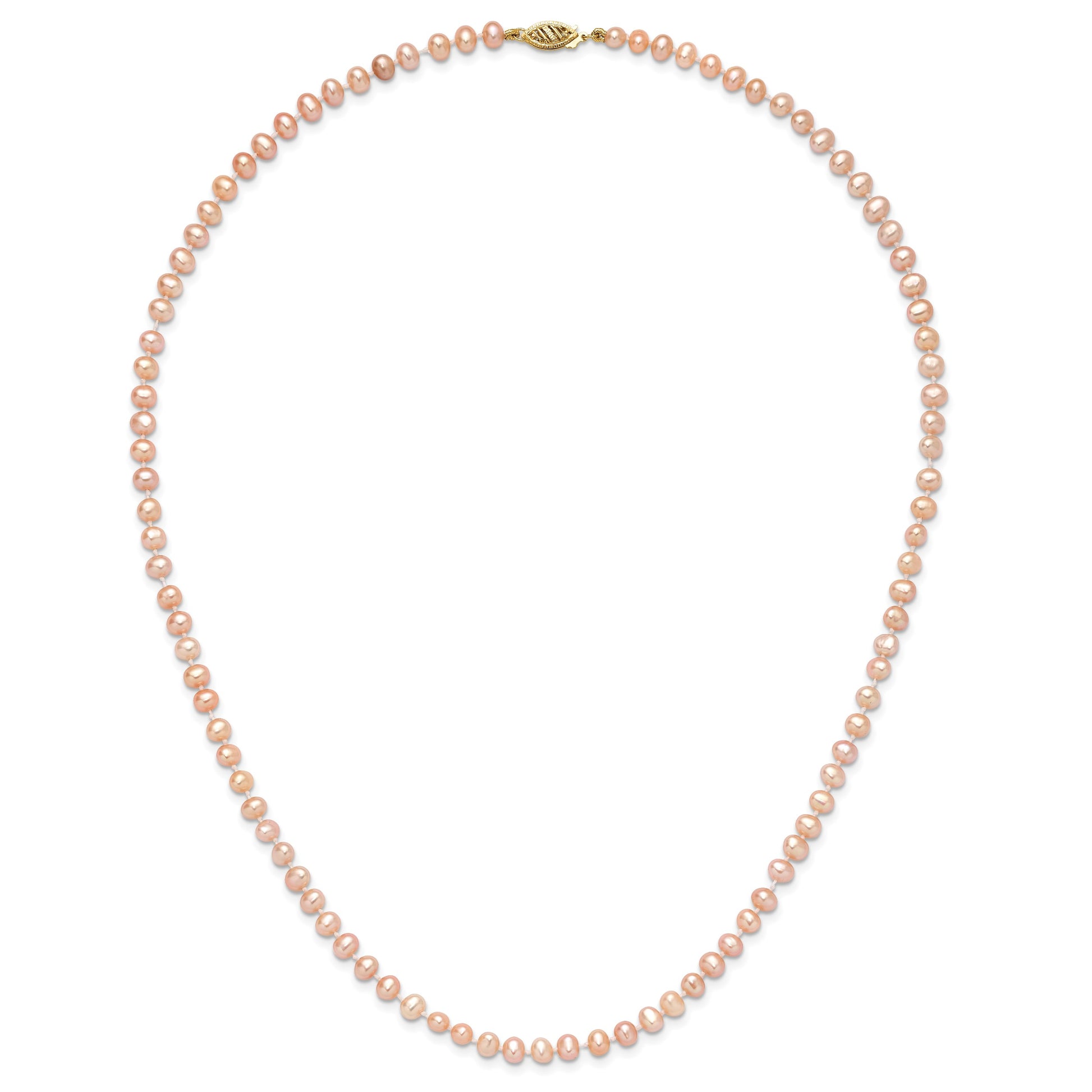 14k 4-5mm Pink Near-Round Freshwater Cultured Pearl 20 inch Necklace