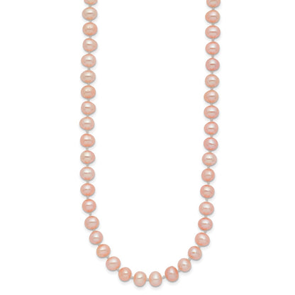 14k 5-6mm Pink Near-Round Freshwater Cultured Pearl 18 inch Necklace