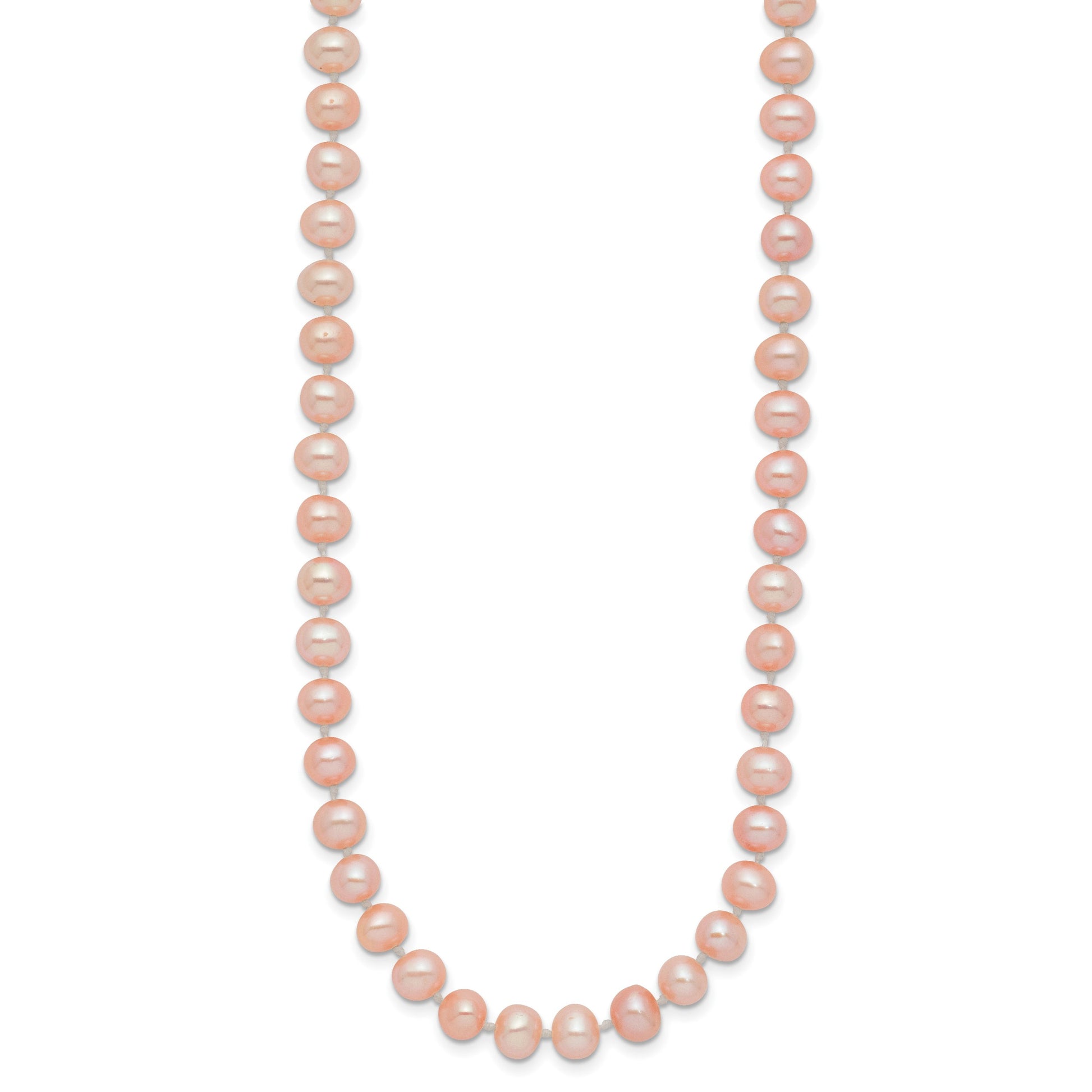 14k 5-6mm Pink Near-Round Freshwater Cultured Pearl 24 inch Necklace