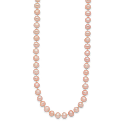 14k 5-6mm Pink Near-Round Freshwater Cultured Pearl 24 inch Necklace