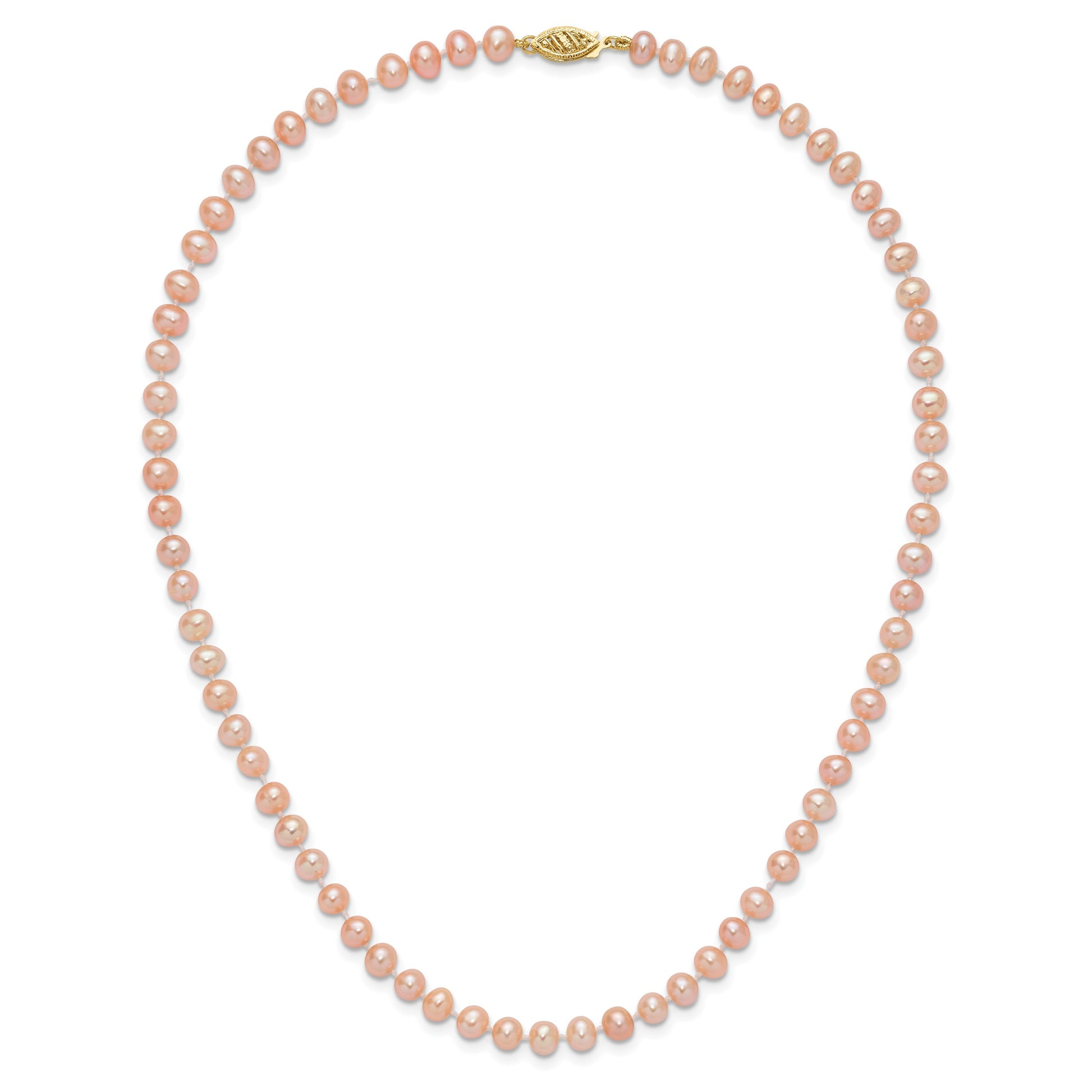 14k 5-6mm Pink Near-Round Freshwater Cultured Pearl 16 inch Necklace
