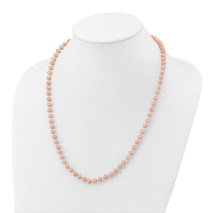 14k 5-6mm Pink Near-Round Freshwater Cultured Pearl 20 inch Necklace