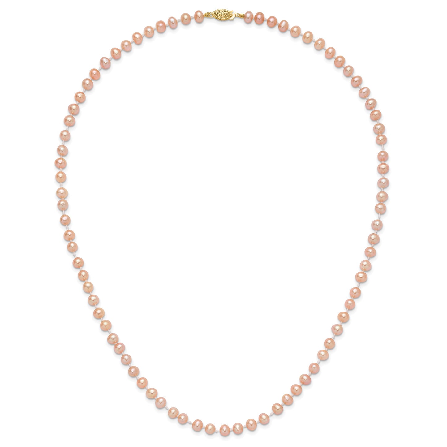 14k 5-6mm Pink Near-Round Freshwater Cultured Pearl 20 inch Necklace