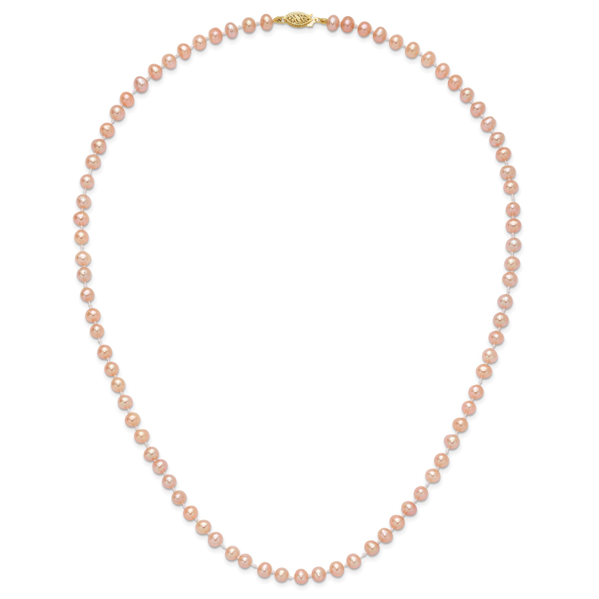 14k 5-6mm Pink Near-Round Freshwater Cultured Pearl 20 inch Necklace