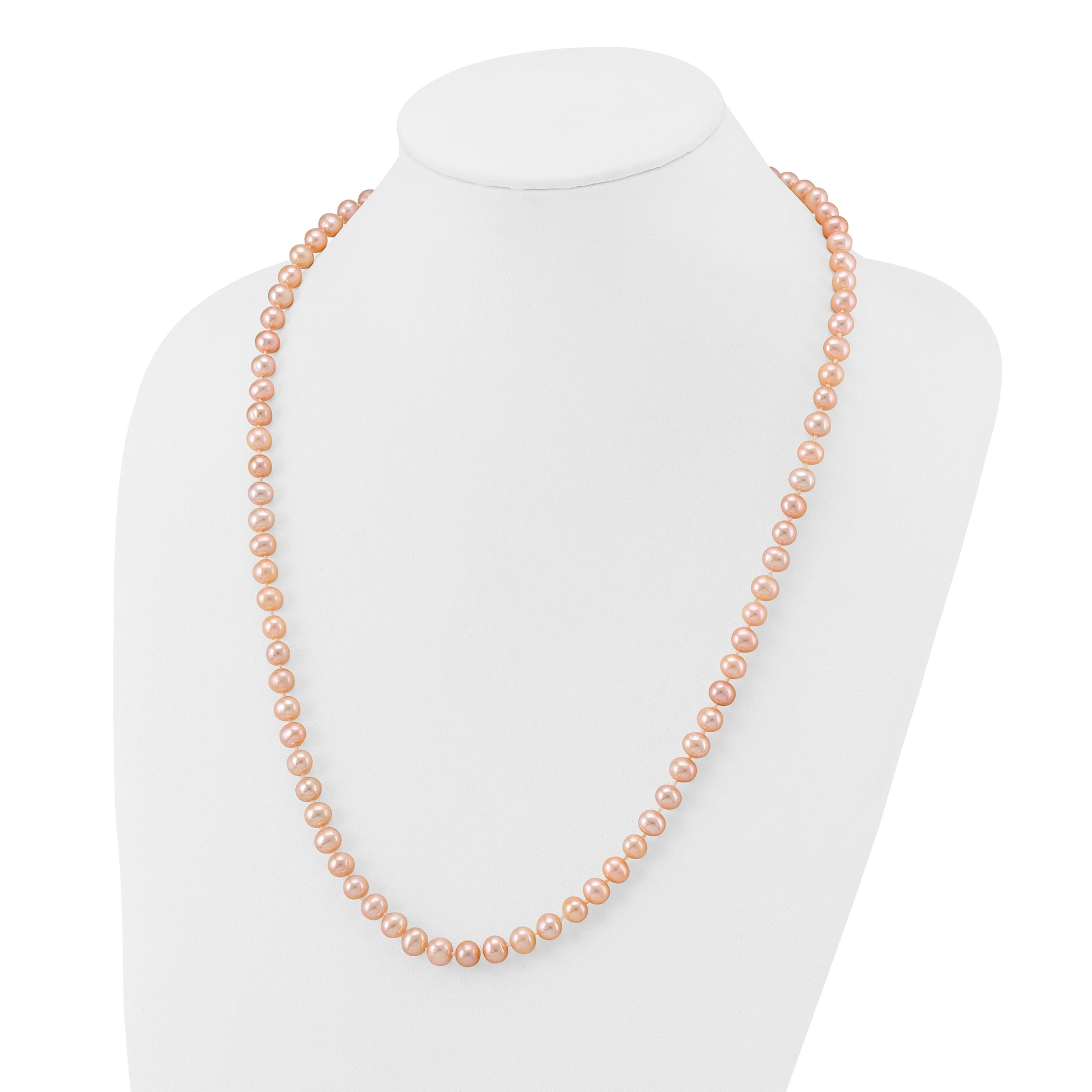 14k 6-7mm Pink Near-Round Freshwater Cultured Pearl 24 inch Necklace