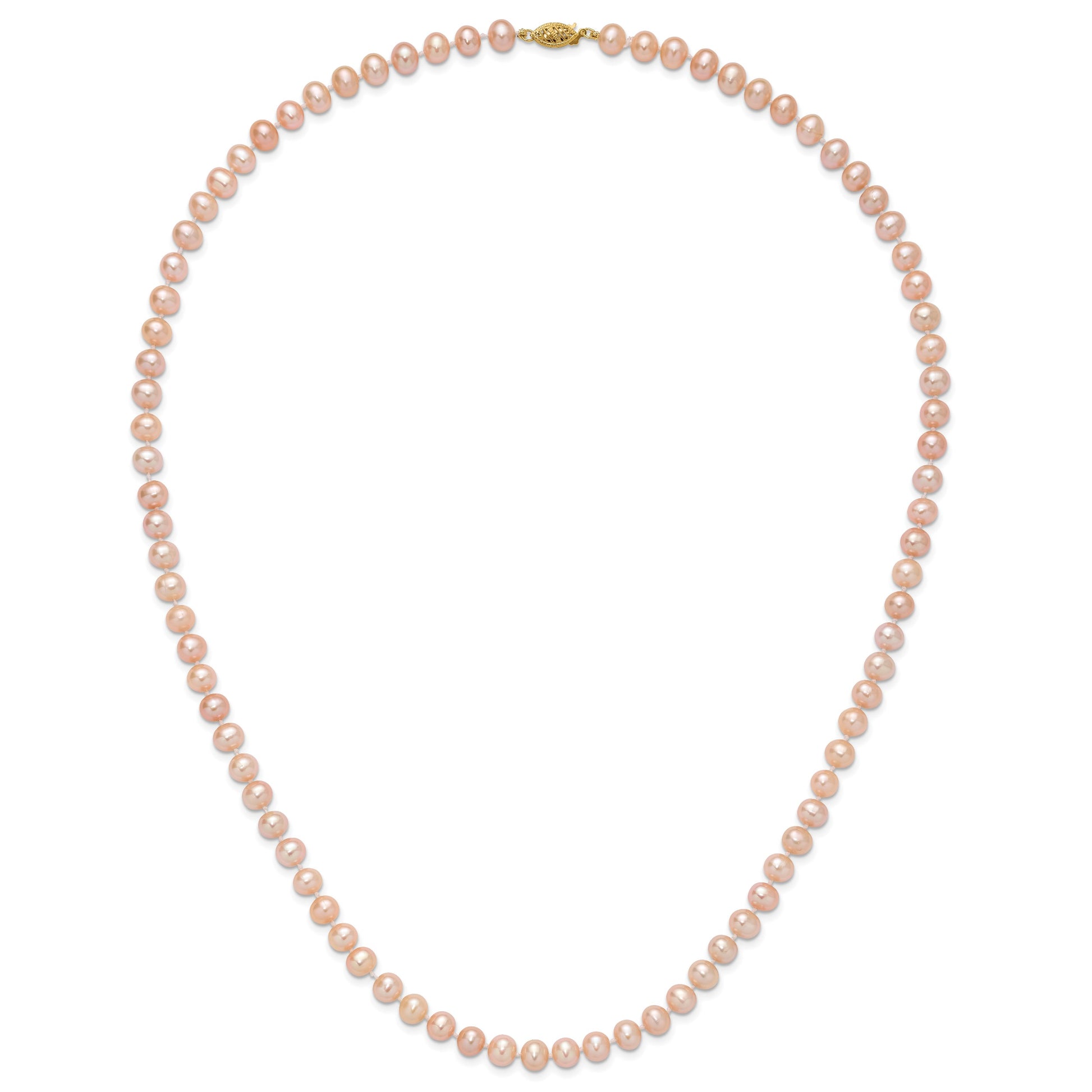 14k 6-7mm Pink Near-Round Freshwater Cultured Pearl 24 inch Necklace