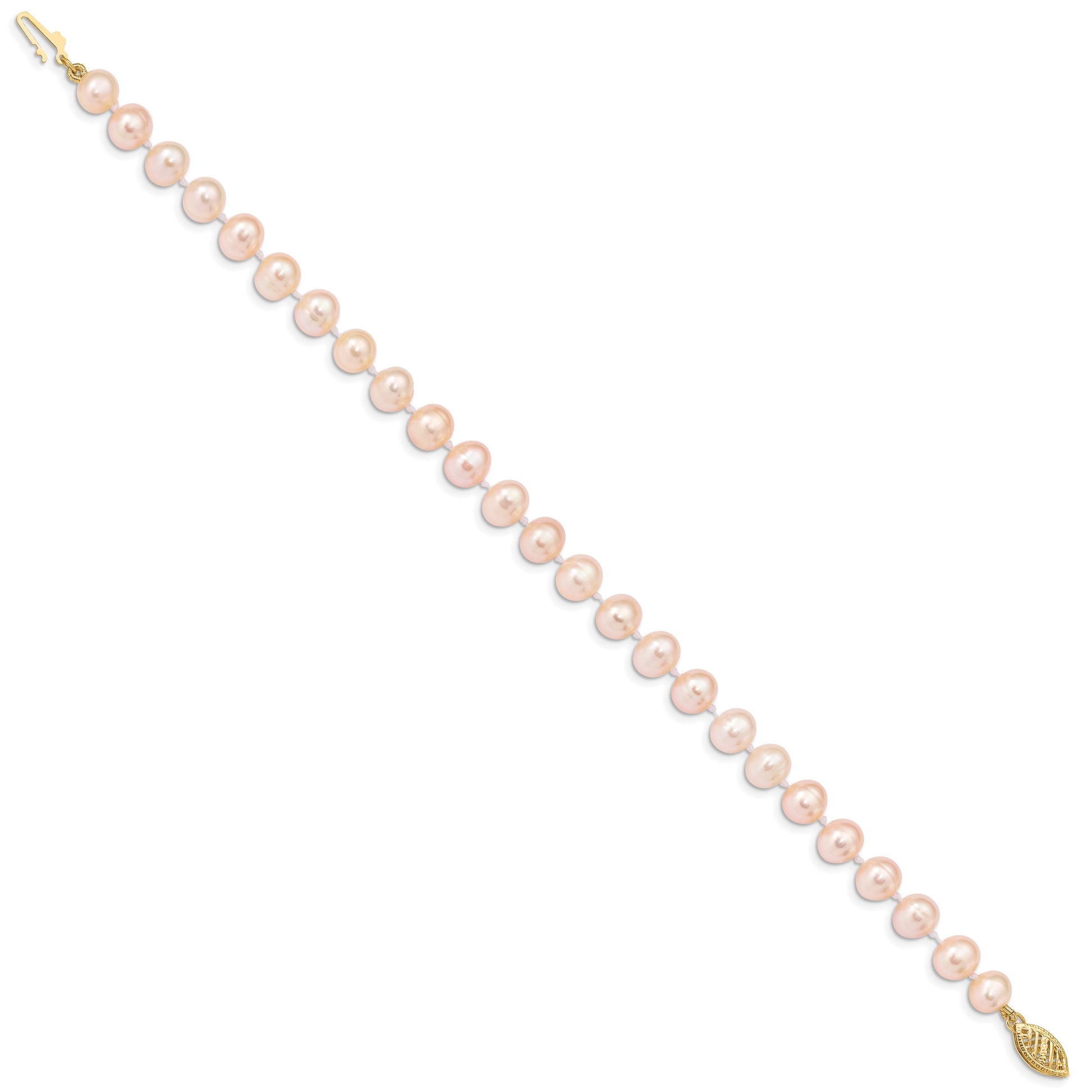 14k 6-7mm Pink Near-Round Freshwater Cultured Pearl 7.5 inch Bracelet